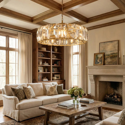 Round Crystal Calcite Chandelier