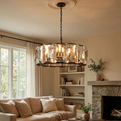 Round Crystal Calcite Chandelier