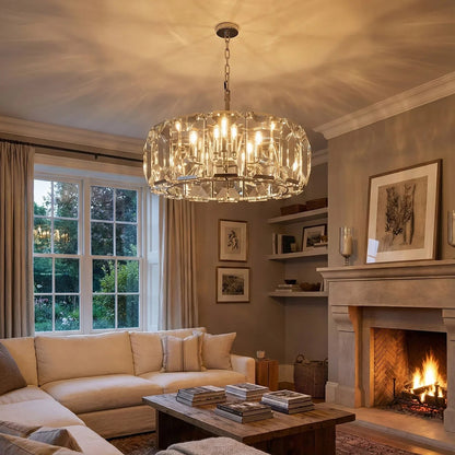 Round Crystal Calcite Chandelier