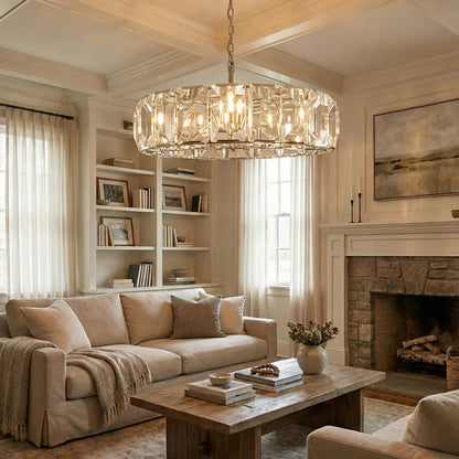 Round Crystal Calcite Chandelier