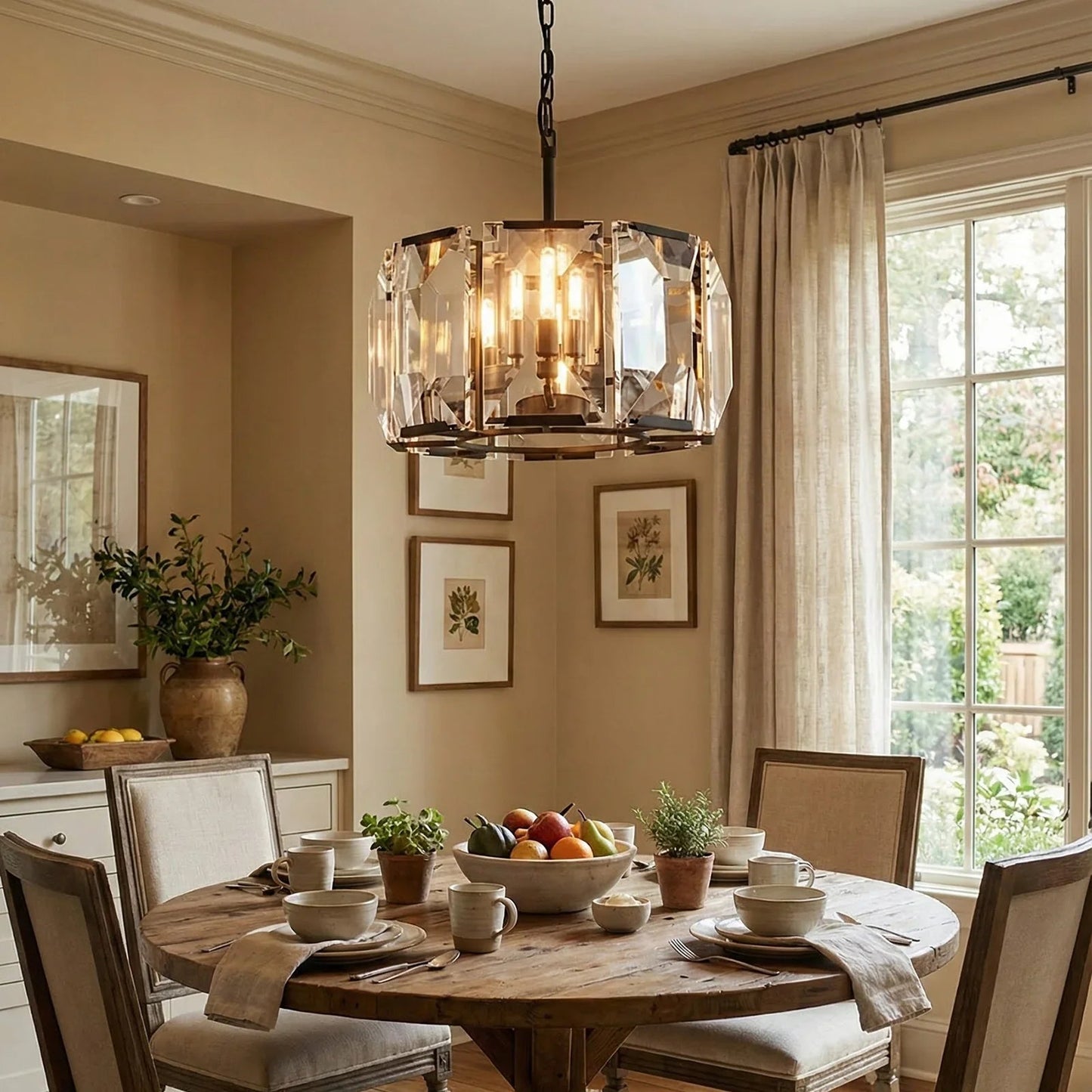 Round Crystal Calcite Chandelier