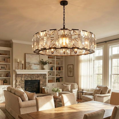 Round Crystal Calcite Chandelier