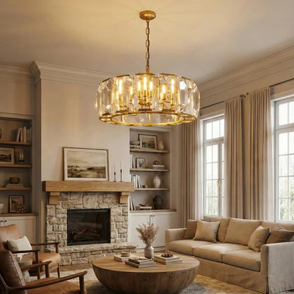Round Crystal Calcite Chandelier