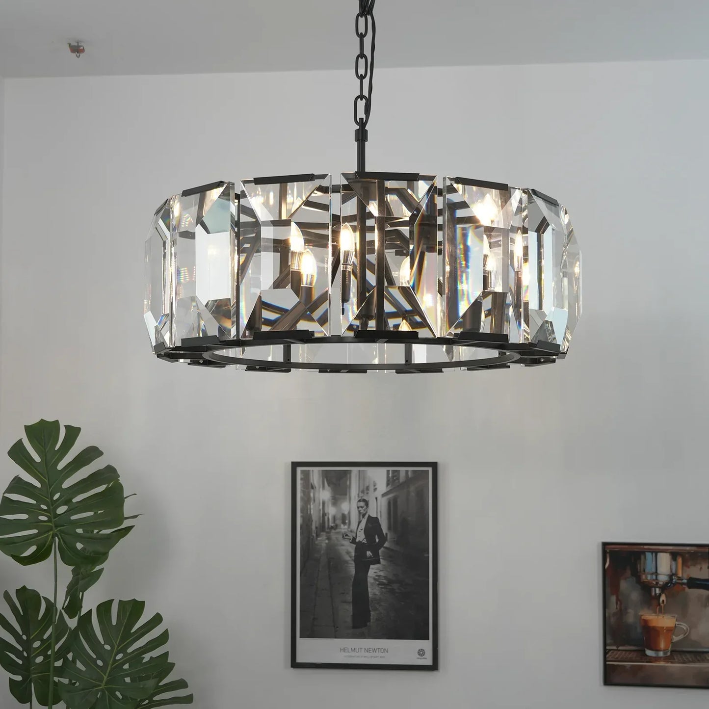 Round Crystal Calcite Chandelier