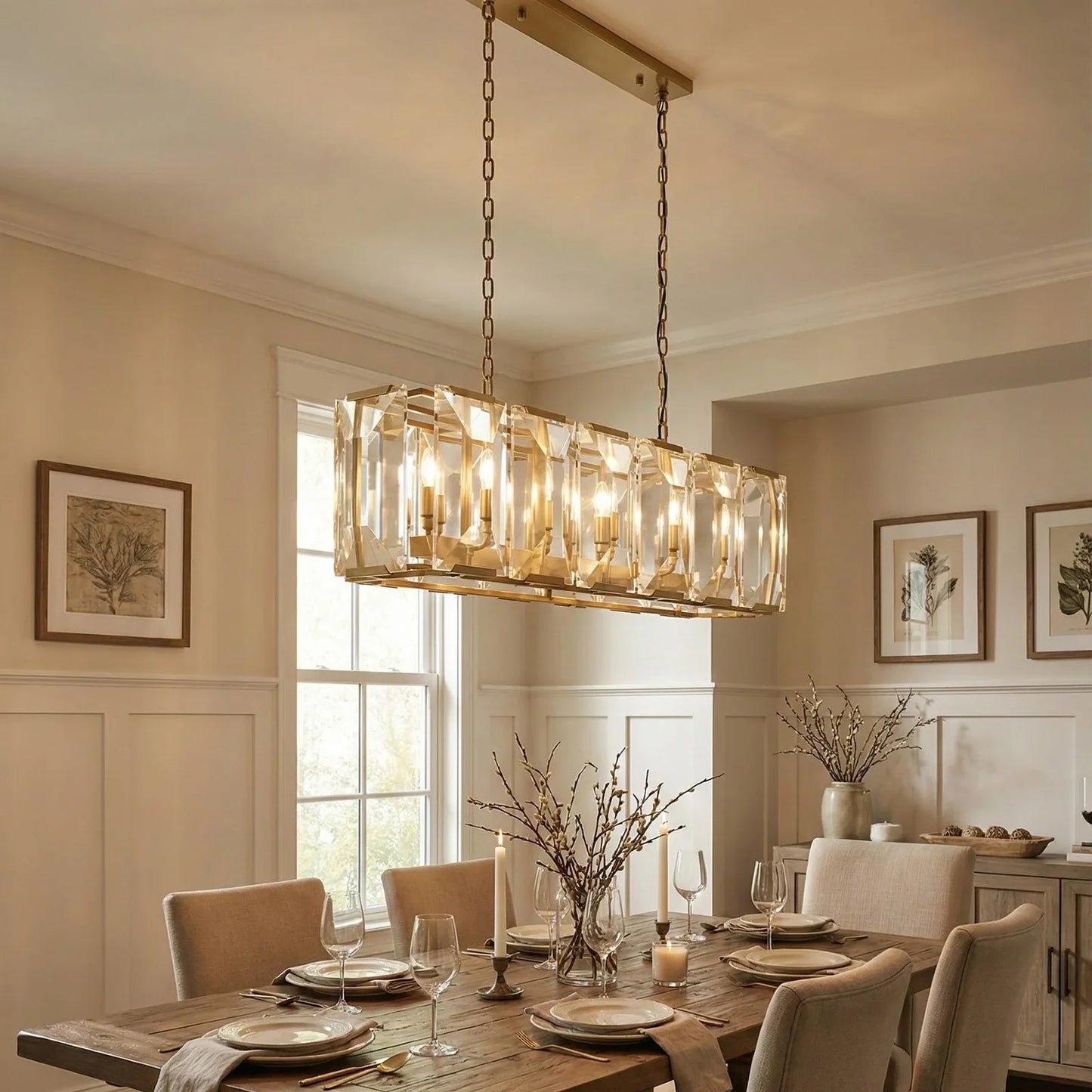 Round Crystal Calcite Chandelier