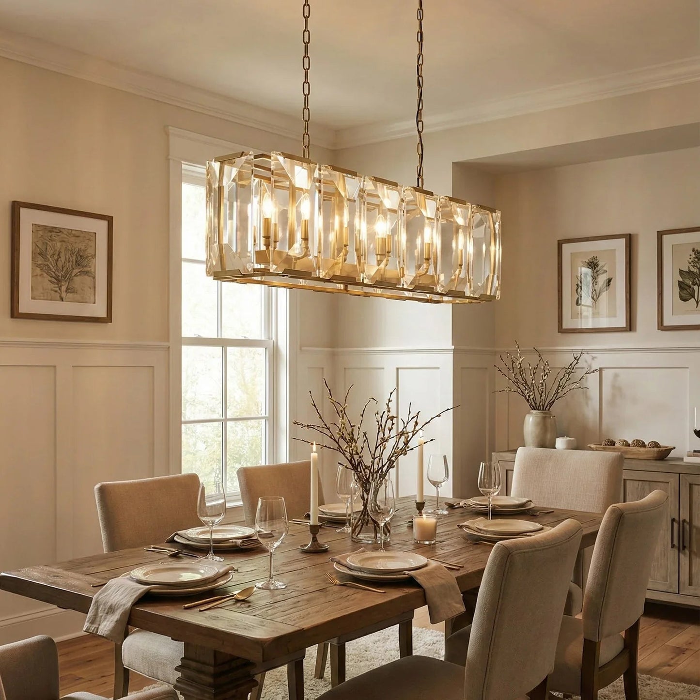 Round Crystal Calcite Chandelier