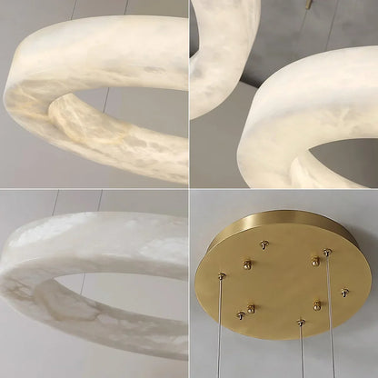 Round Ring Shaped Alabaster Chandelier