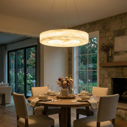Round Ring Shaped Alabaster Chandelier