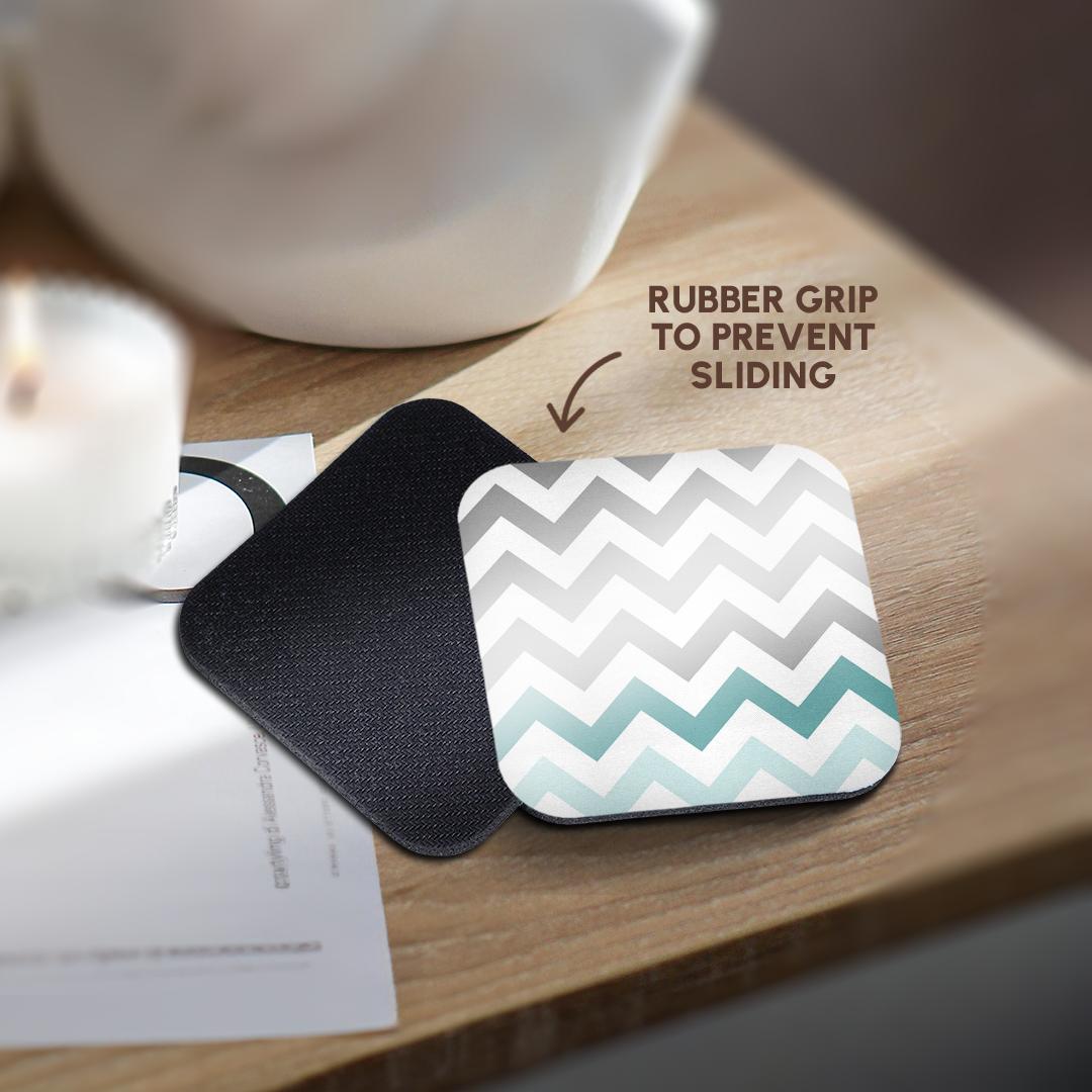 3dRose InspirationzStore Chevron Patterns - Grey chevron with mint turquoise zig zag accent gray zigzag pattern - Coasters (cst_179811)