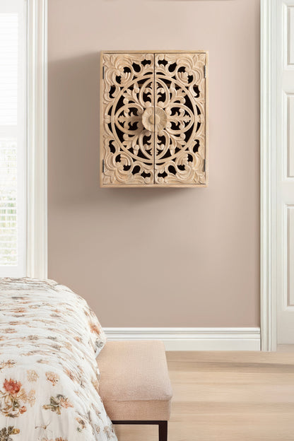 Saanvi Carved Wood Wall Cabinet