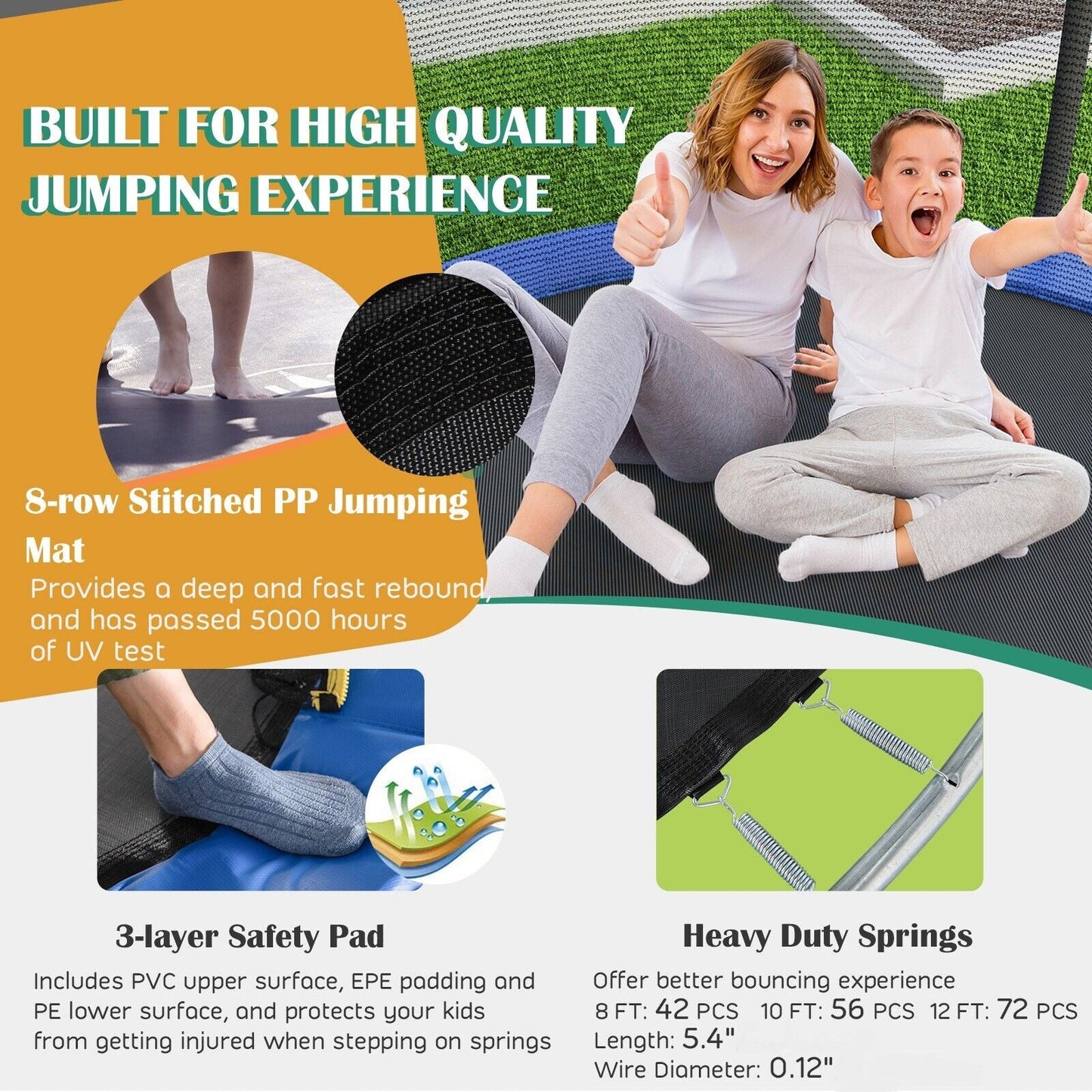 8/10 Feet Recreational Trampoline with Basketball Hoop