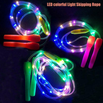 School Children Fitness Jump Ropes LED Light Up Skipping Kids Luminous Home Exercise Rope Sports Supplies Colorful Glowing Skipping Rope Handles Fast Speed Rope LED Light Up Colorful Jump Rope
