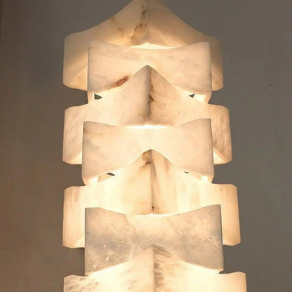 Sculptural Stacked Alabaster Totem Floor Lamp