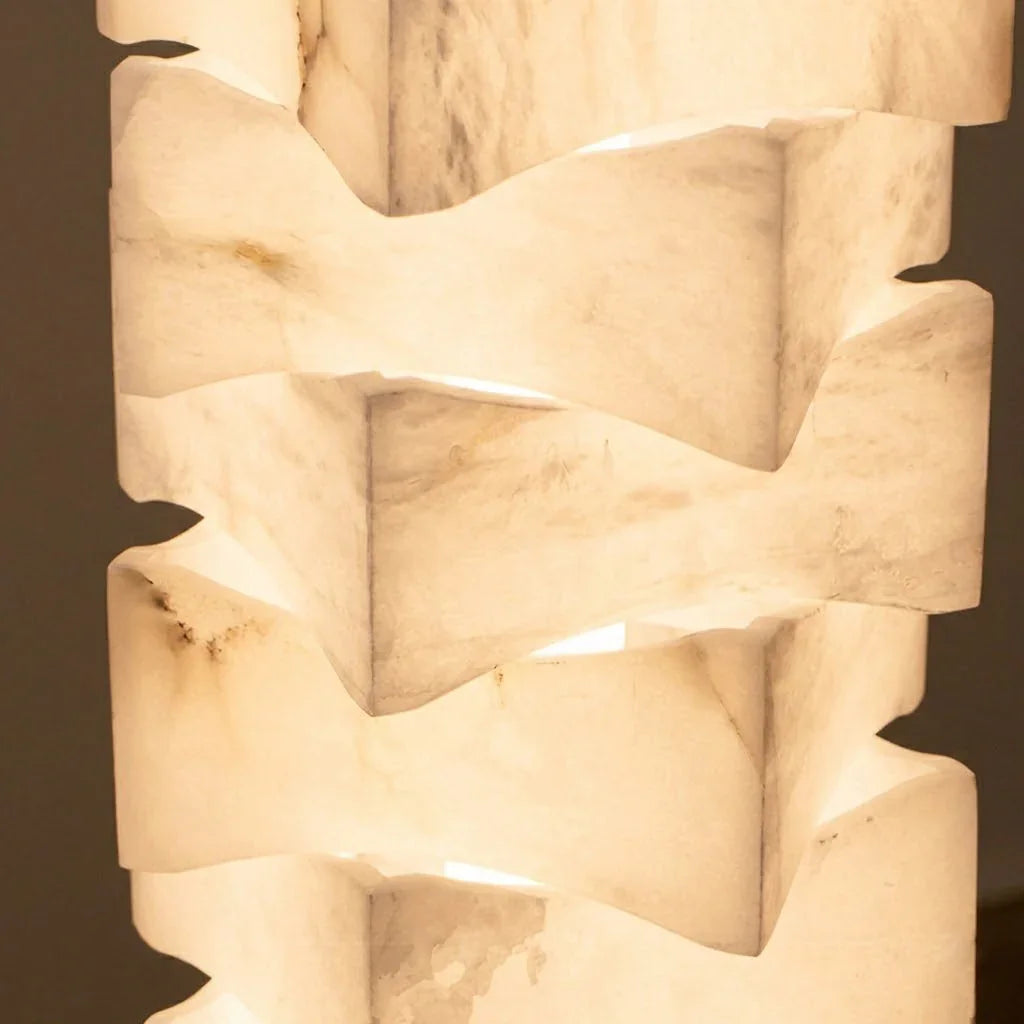 Sculptural Stacked Alabaster Totem Floor Lamp