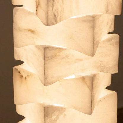 Sculptural Stacked Alabaster Totem Floor Lamp