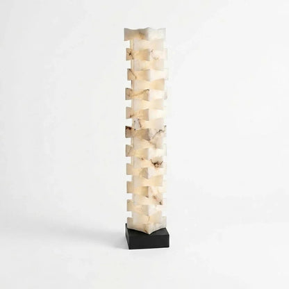 Sculptural Stacked Alabaster Totem Floor Lamp