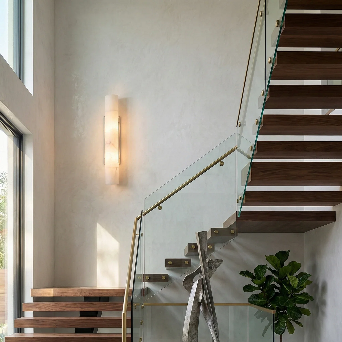 Selene Alabaster Column Sconce