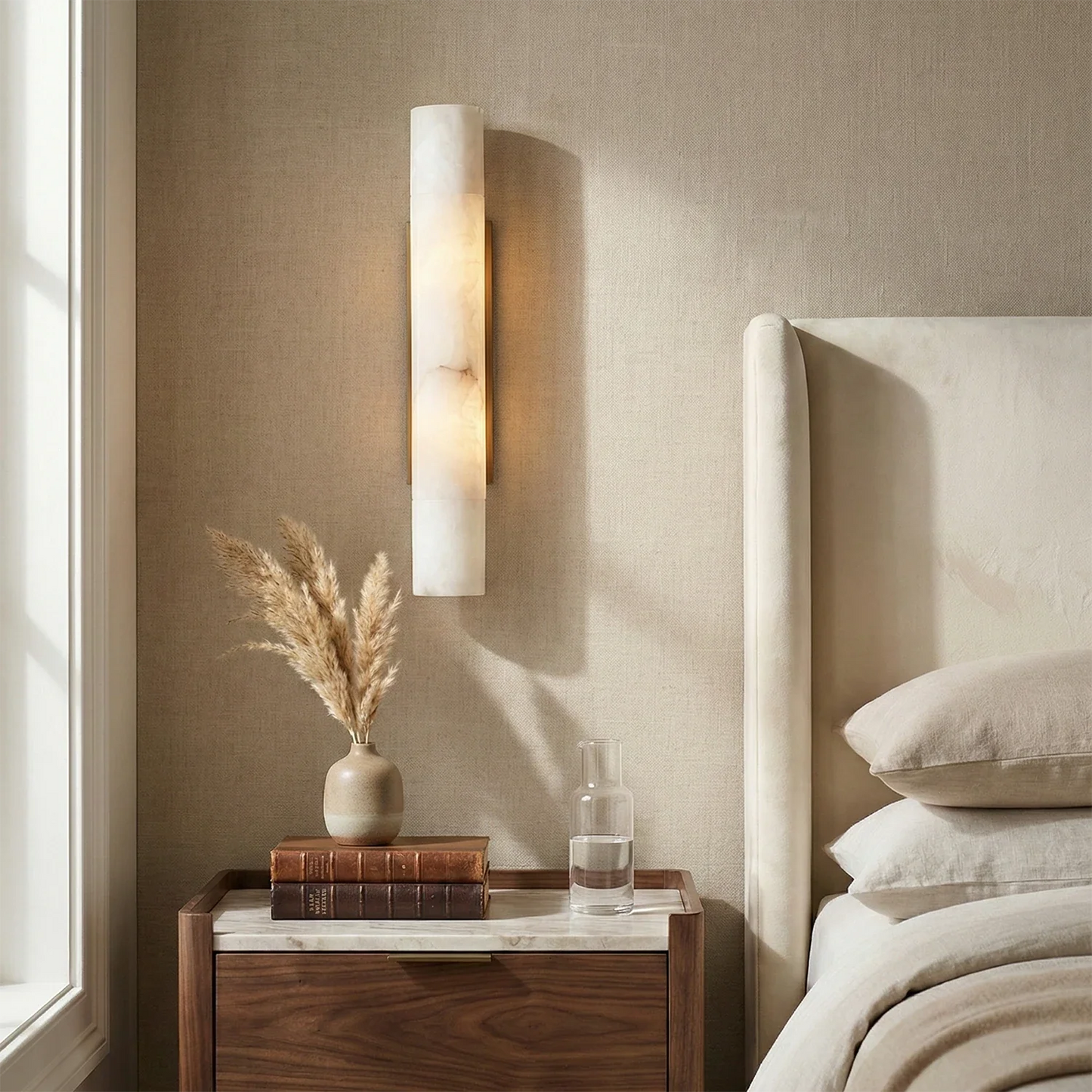 Selene Alabaster Column Sconce