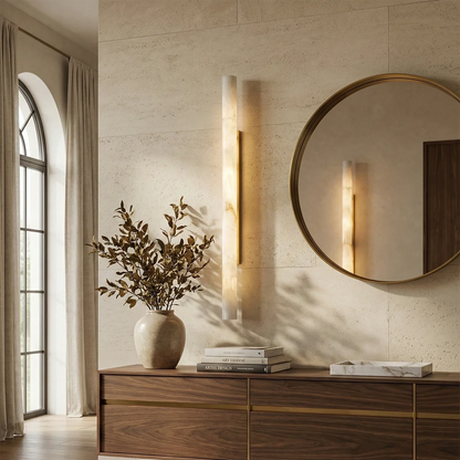 Selene Alabaster Column Sconce