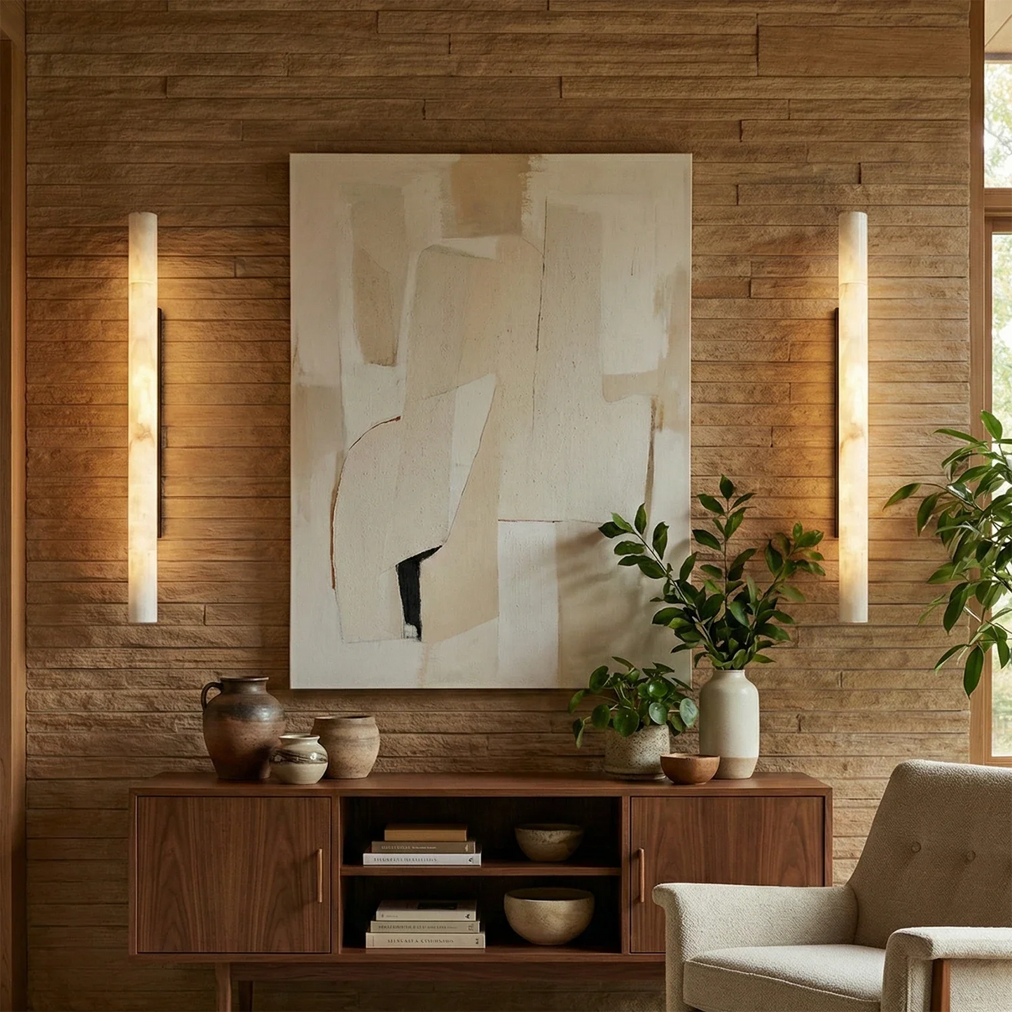 Selene Alabaster Column Sconce