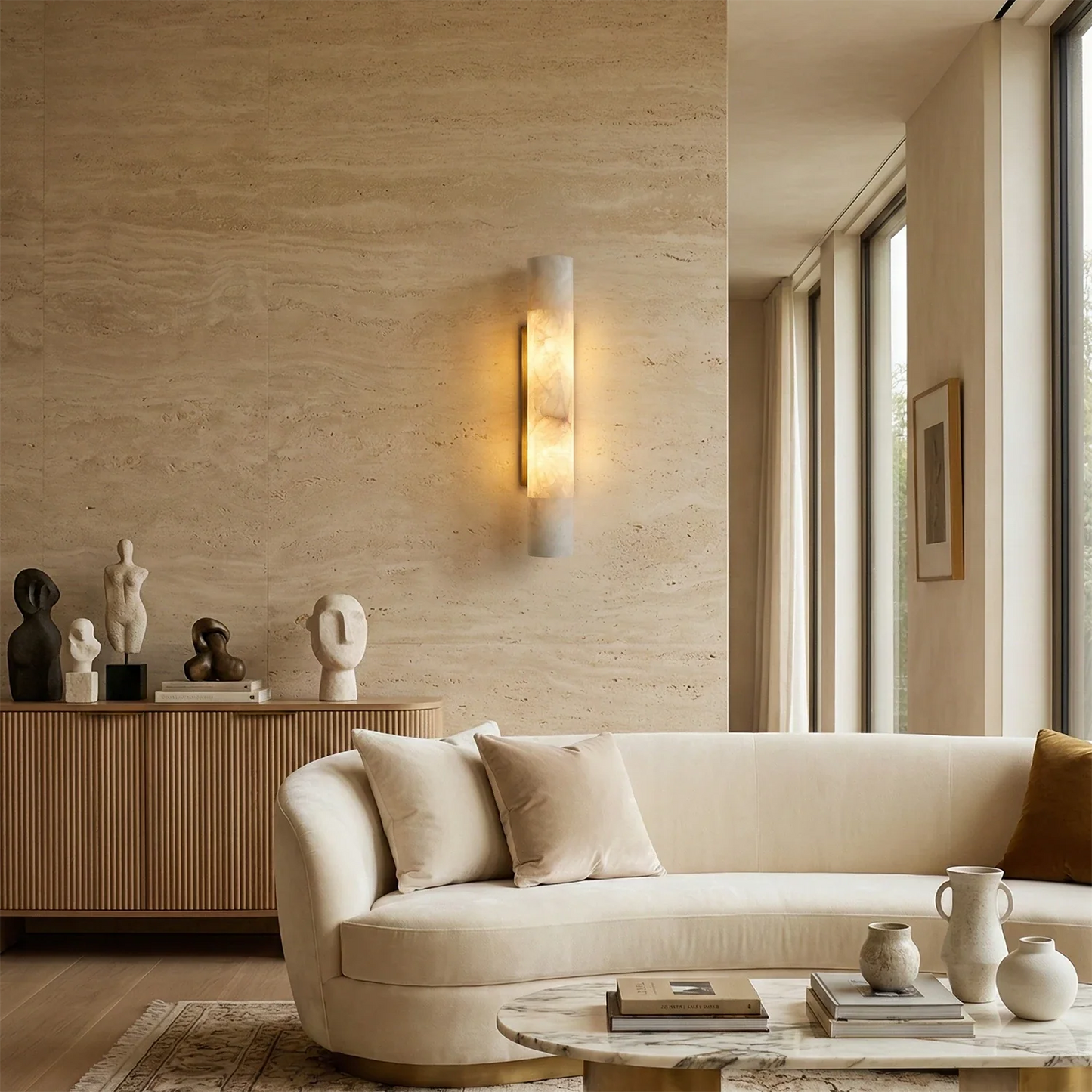 Selene Alabaster Column Sconce