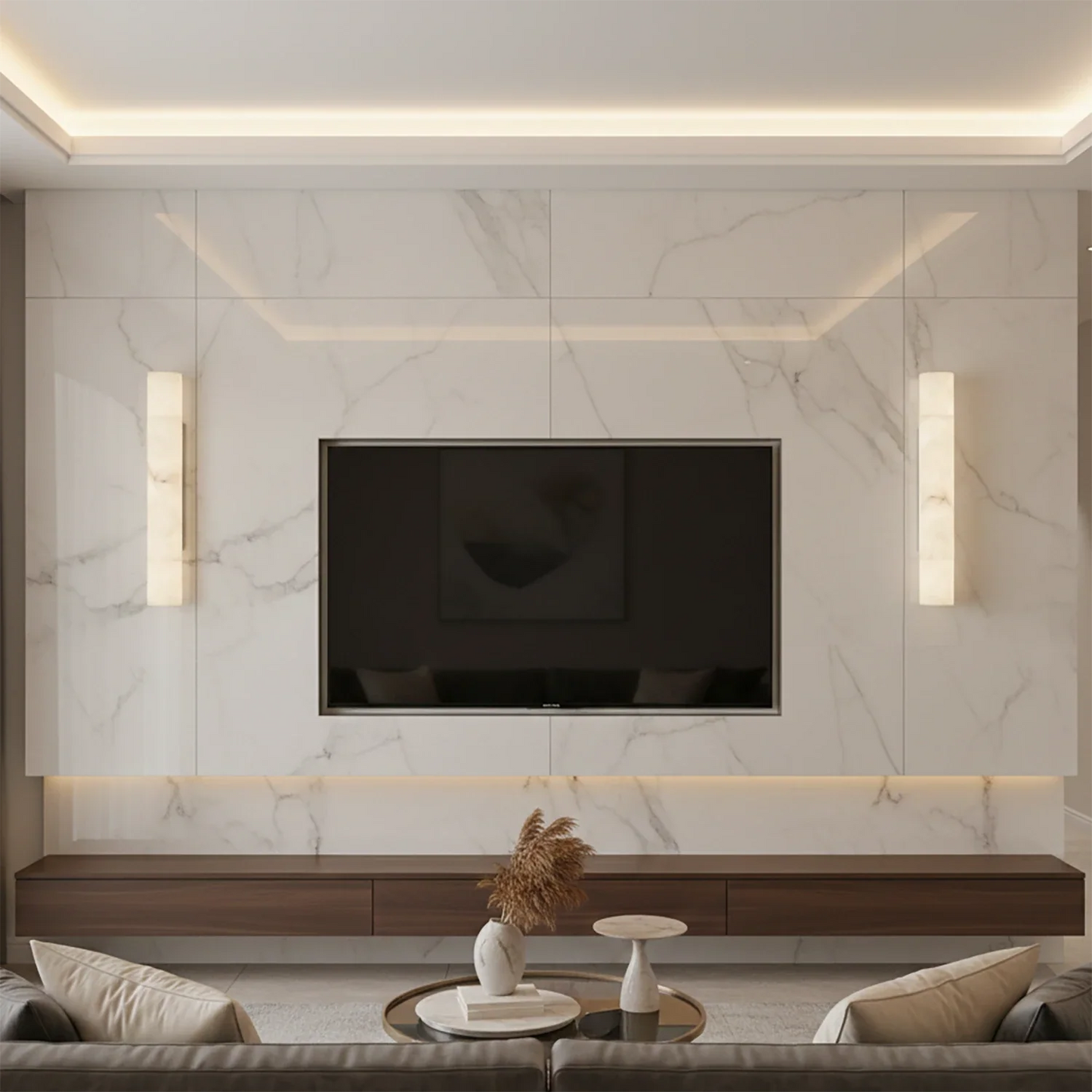Selene Alabaster Column Sconce