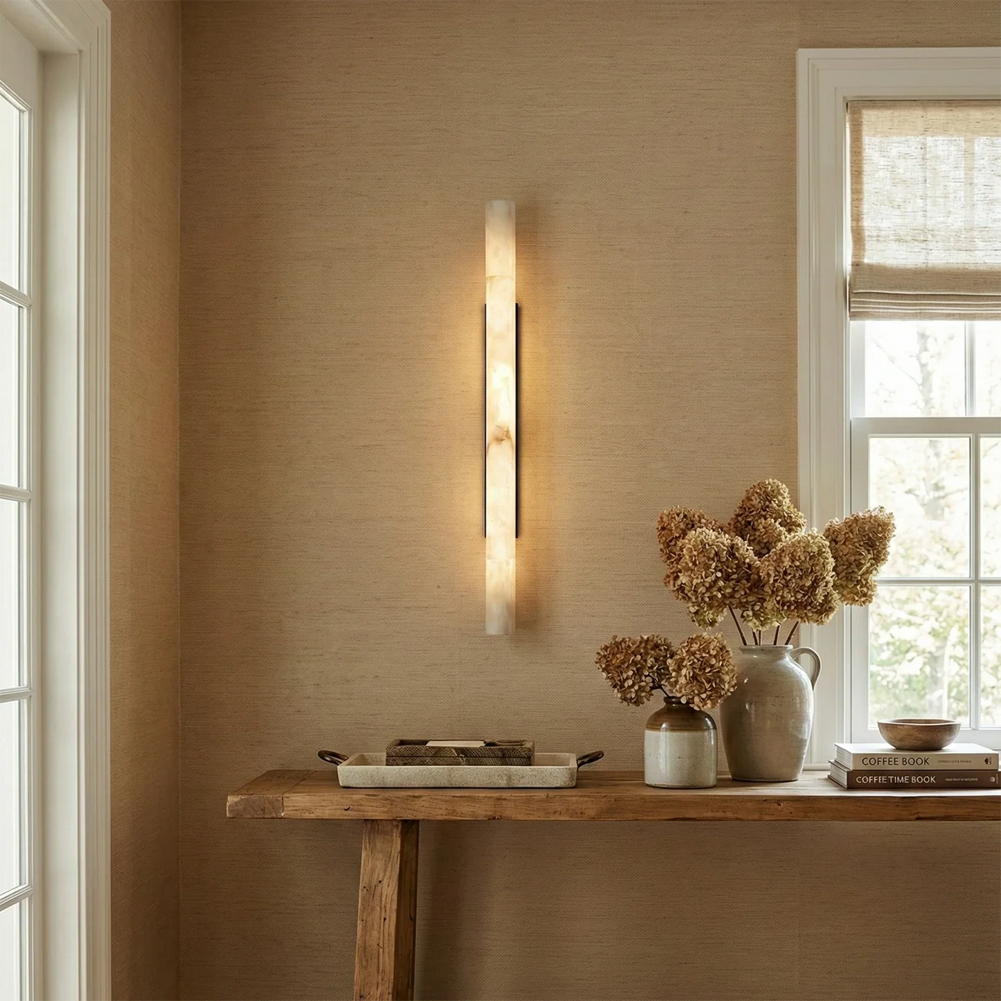 Selene Alabaster Column Sconce