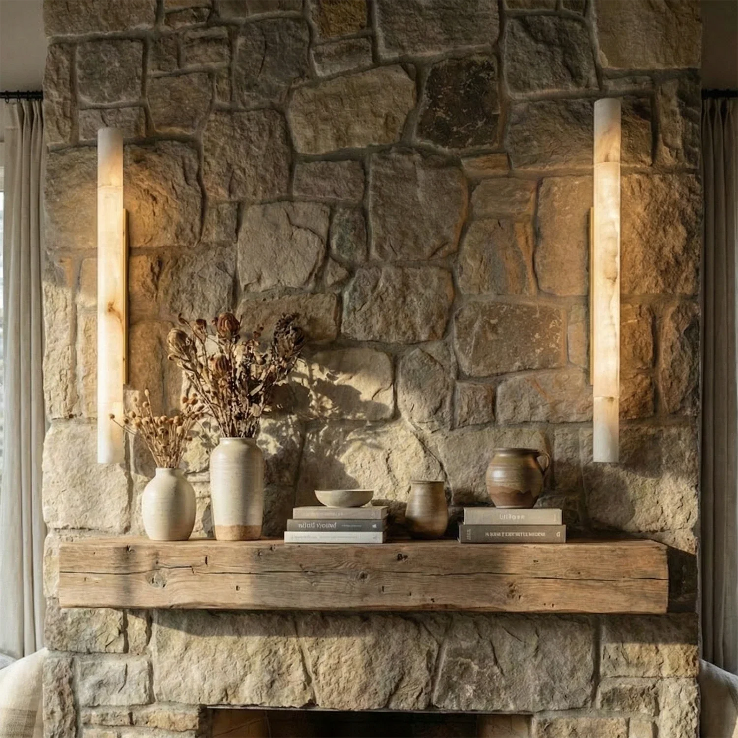 Selene Alabaster Column Sconce