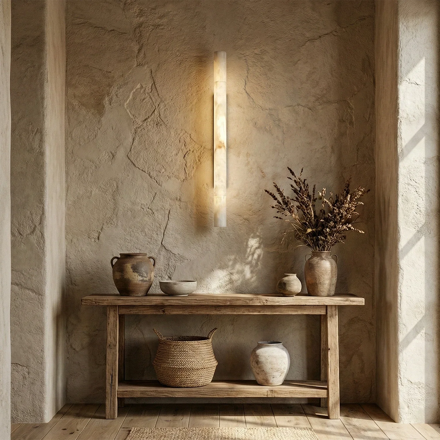 Selene Alabaster Column Sconce