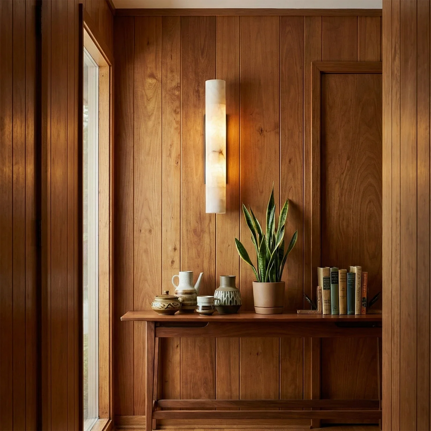 Selene Alabaster Column Sconce