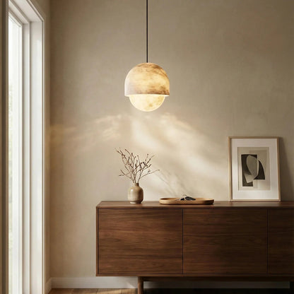 Semicircular Lunar Alabaster Pendant Light