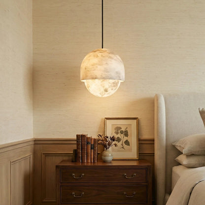 Semicircular Lunar Alabaster Pendant Light