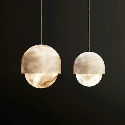 Semicircular Lunar Alabaster Pendant Light