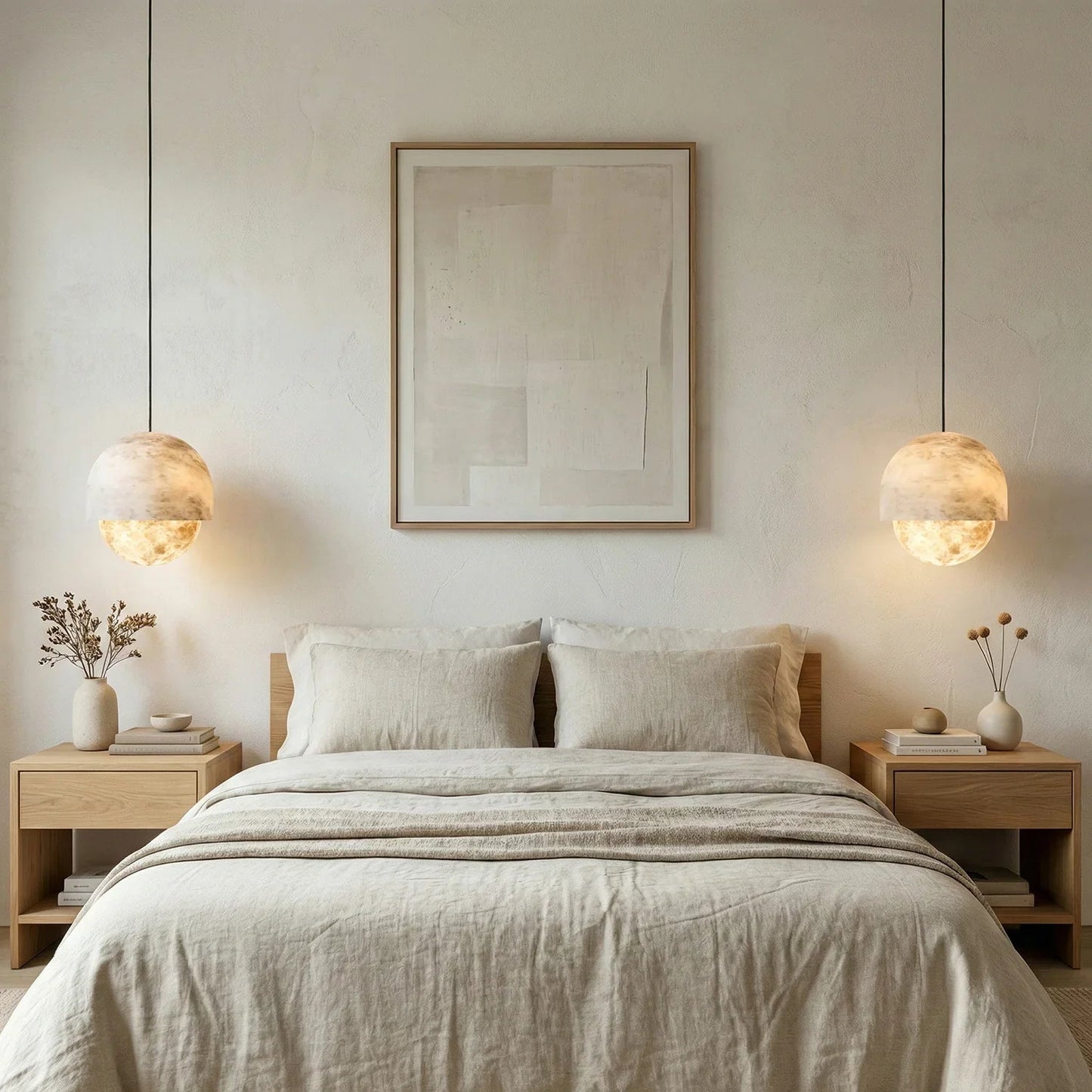 Semicircular Lunar Alabaster Pendant Light