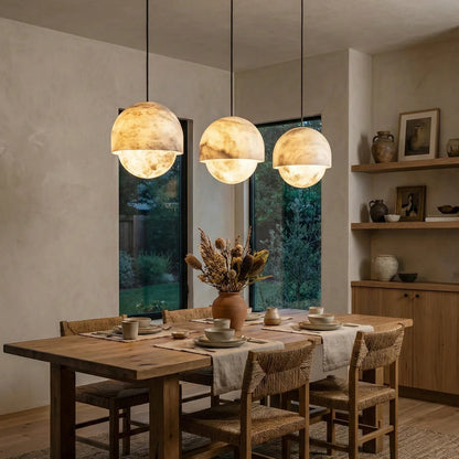 Semicircular Lunar Alabaster Pendant Light