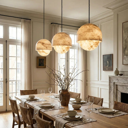 Semicircular Lunar Alabaster Pendant Light
