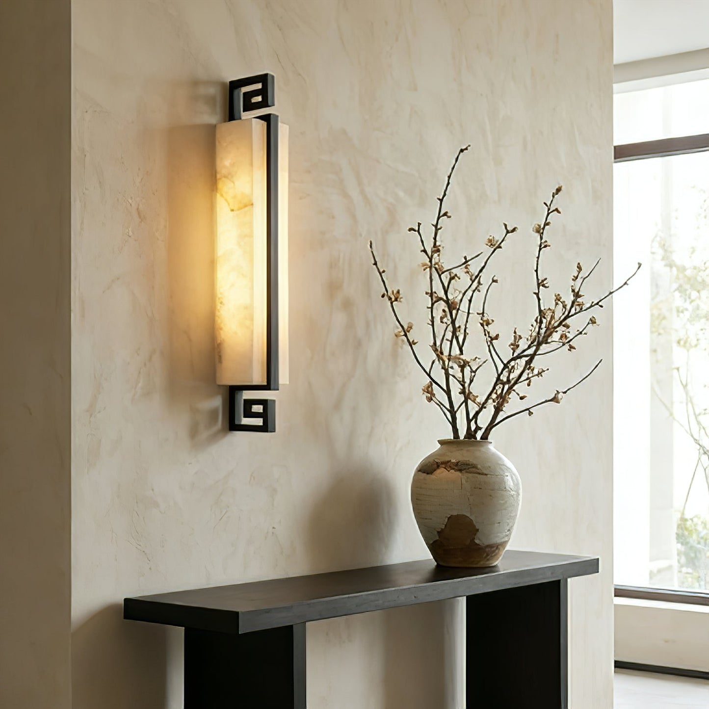 Sleek Alabaster Brass Wall Light