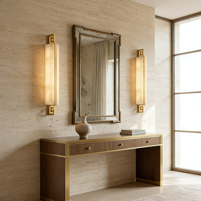 Sleek Alabaster Brass Wall Light