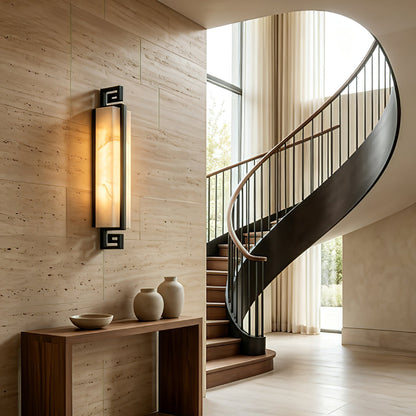 Sleek Alabaster Brass Wall Light