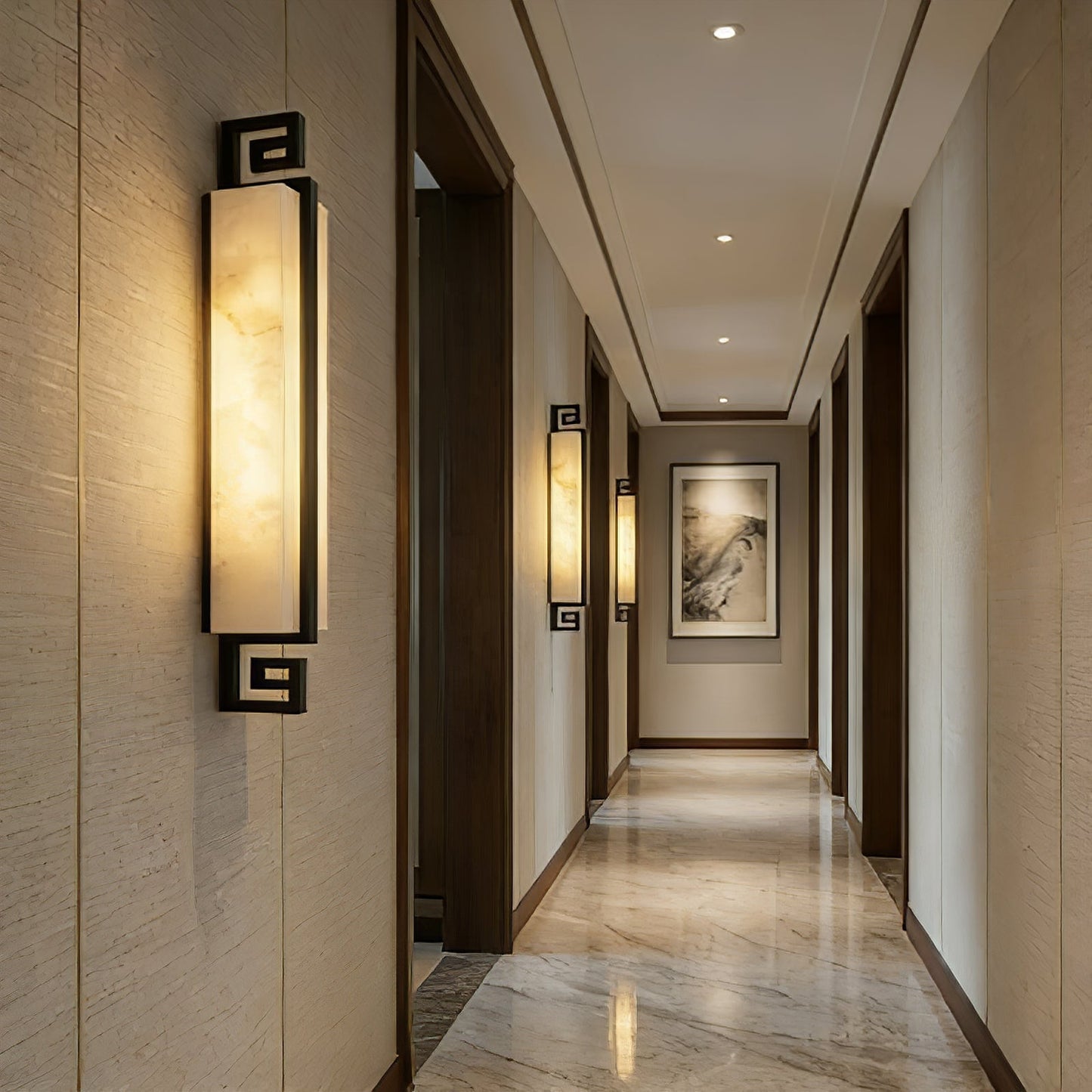 Sleek Alabaster Brass Wall Light