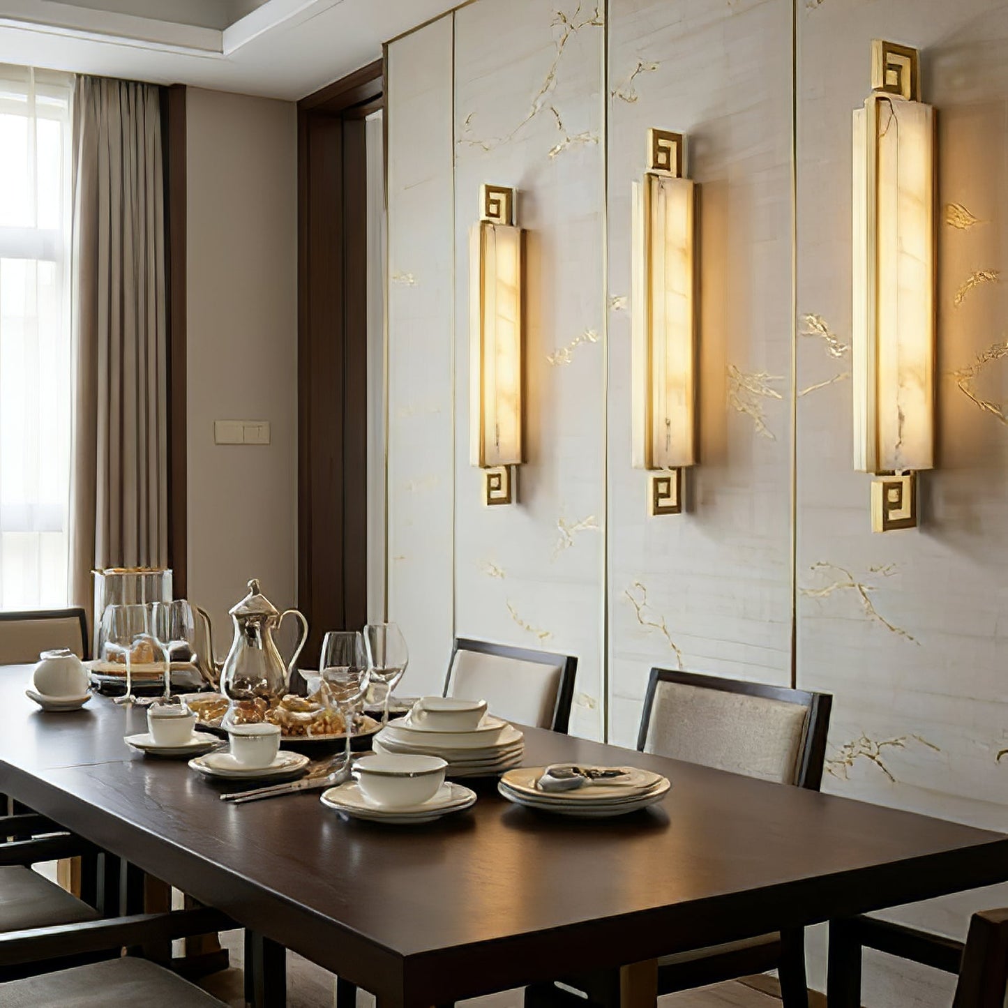 Sleek Alabaster Brass Wall Light
