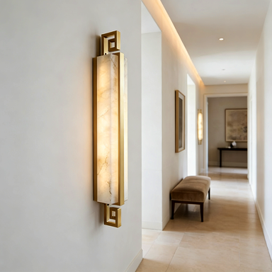 Sleek Alabaster Brass Wall Light