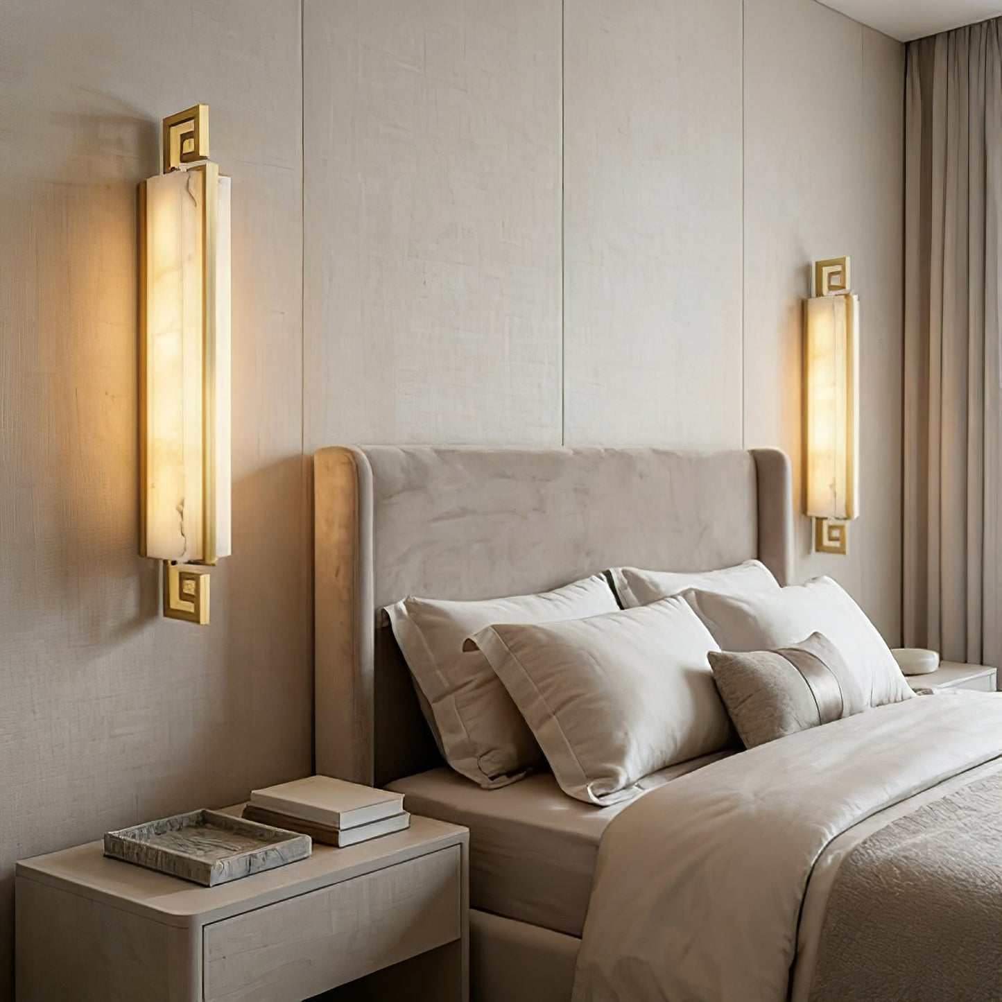 Sleek Alabaster Brass Wall Light