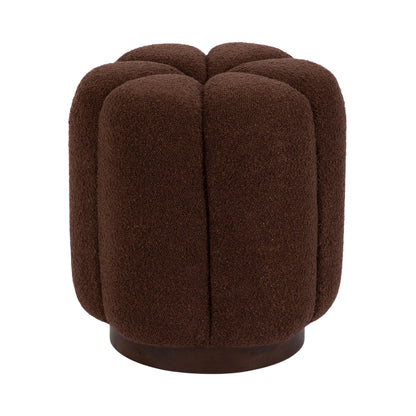Lucida Round Tufted Ottoman Fabric and Wood