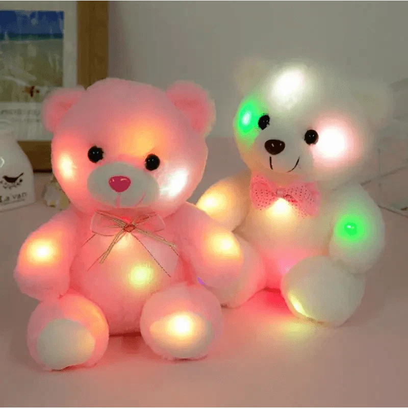 Soft Plush Doll, Light Up LED Teddy Bear Stuffed Animals, Mini Glow Bear Plush Toy Creative Colorful Glowing Teddy Bear Doll Gifts for Bedroom, Kids, Baby, Valentine - Pink