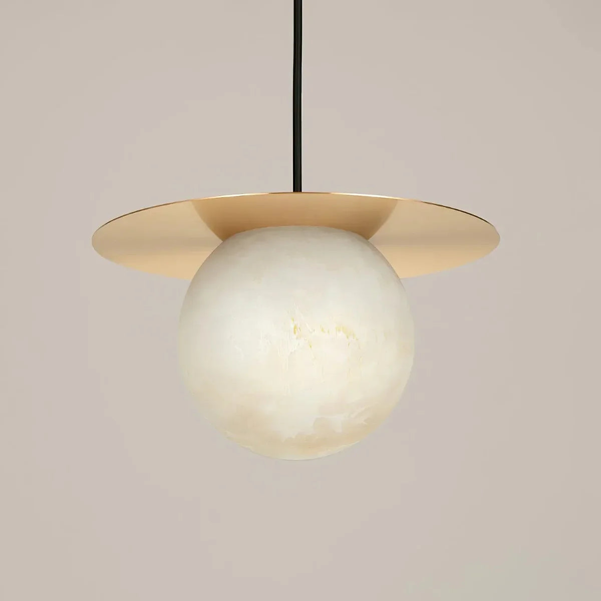 Spherical Alabaster Borra Disc Pendant Light