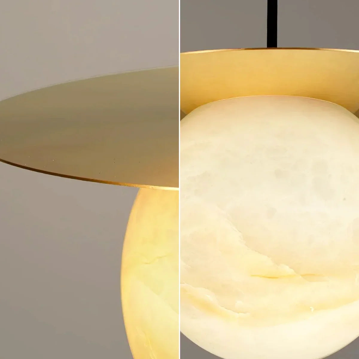 Spherical Alabaster Borra Disc Pendant Light