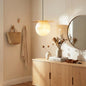 Spherical Alabaster Borra Disc Pendant Light