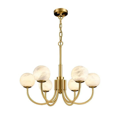 Spherical Alabaster Multi Head Chandelier