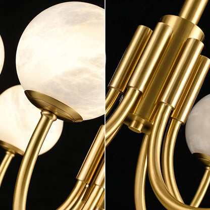 Spherical Alabaster Multi Head Chandelier